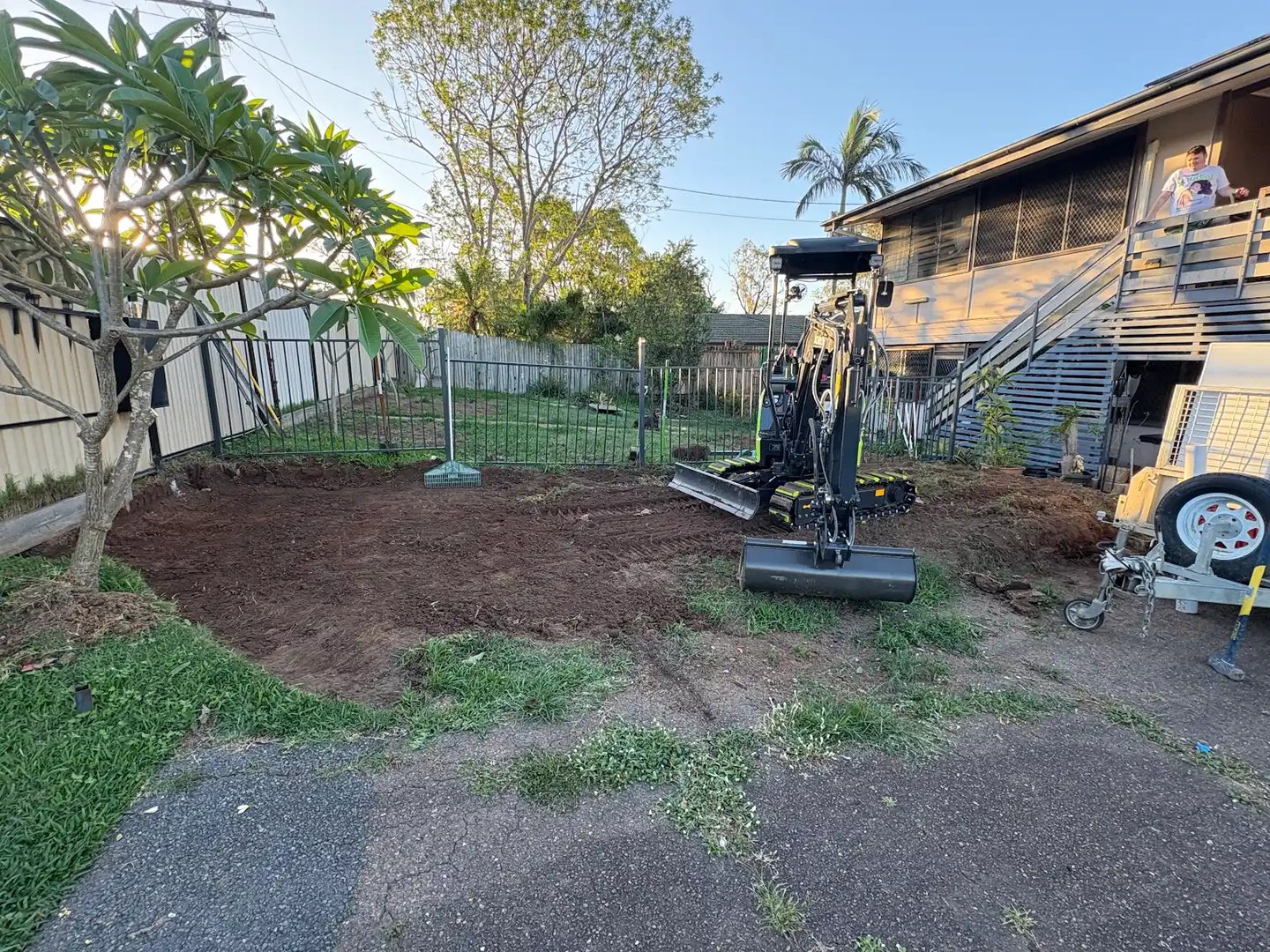 Site preparation with excavator