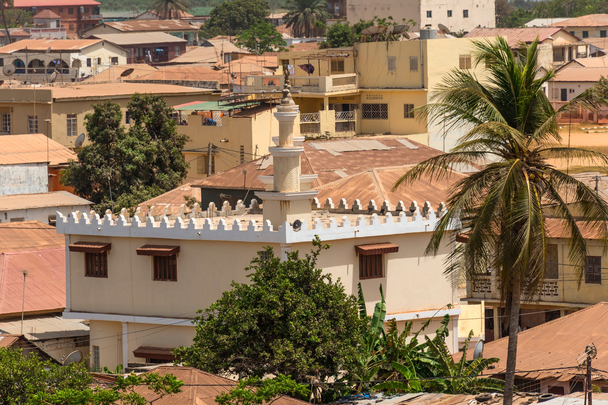 Religious and residential buildings in the city of Banjul, The Gambia