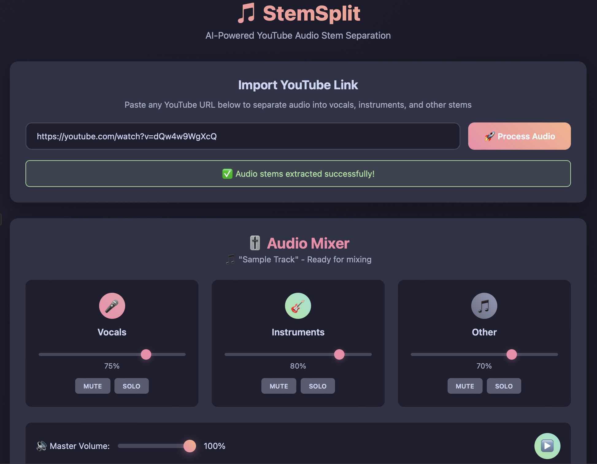 Stem Split audio tool