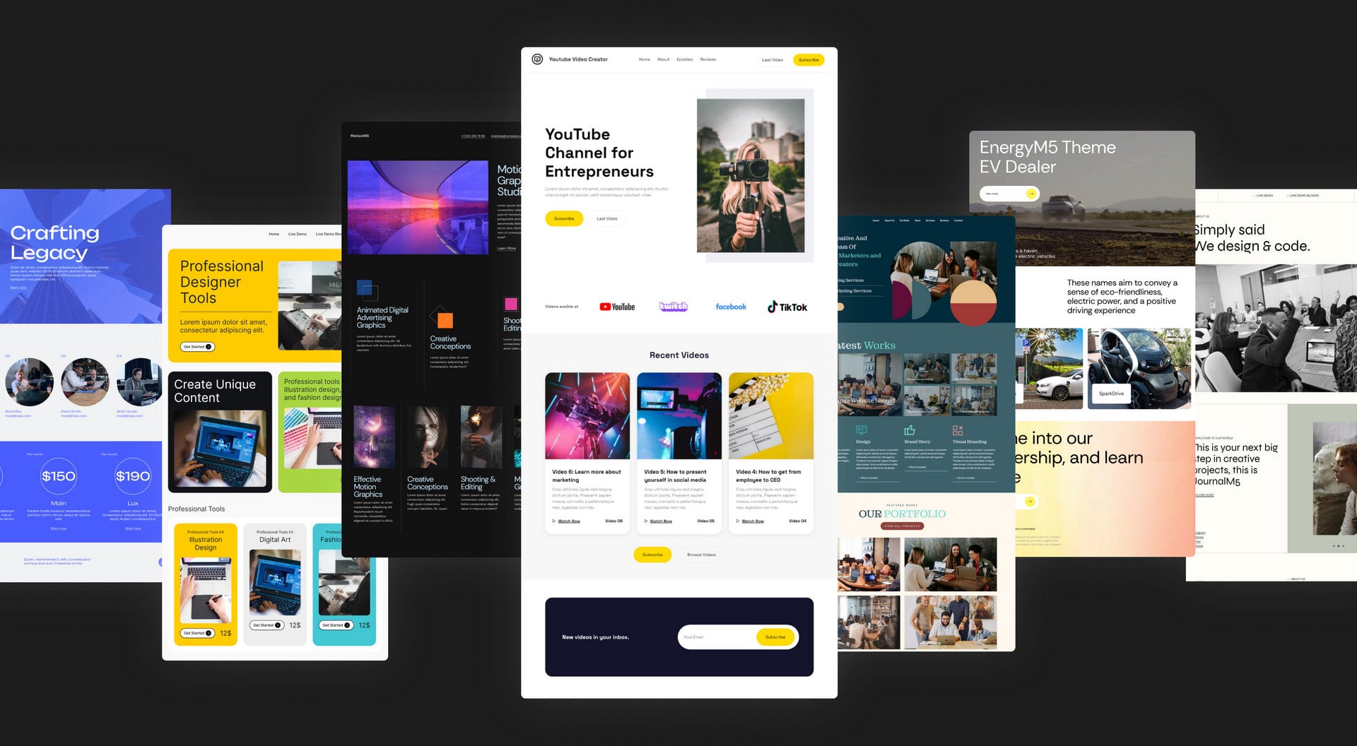 Website examples and webpage designs showcasing professional web development work