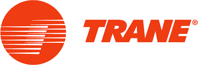 Trane logo featuring an orange circle with horizontal lines and the word Trane in bold, red letters.