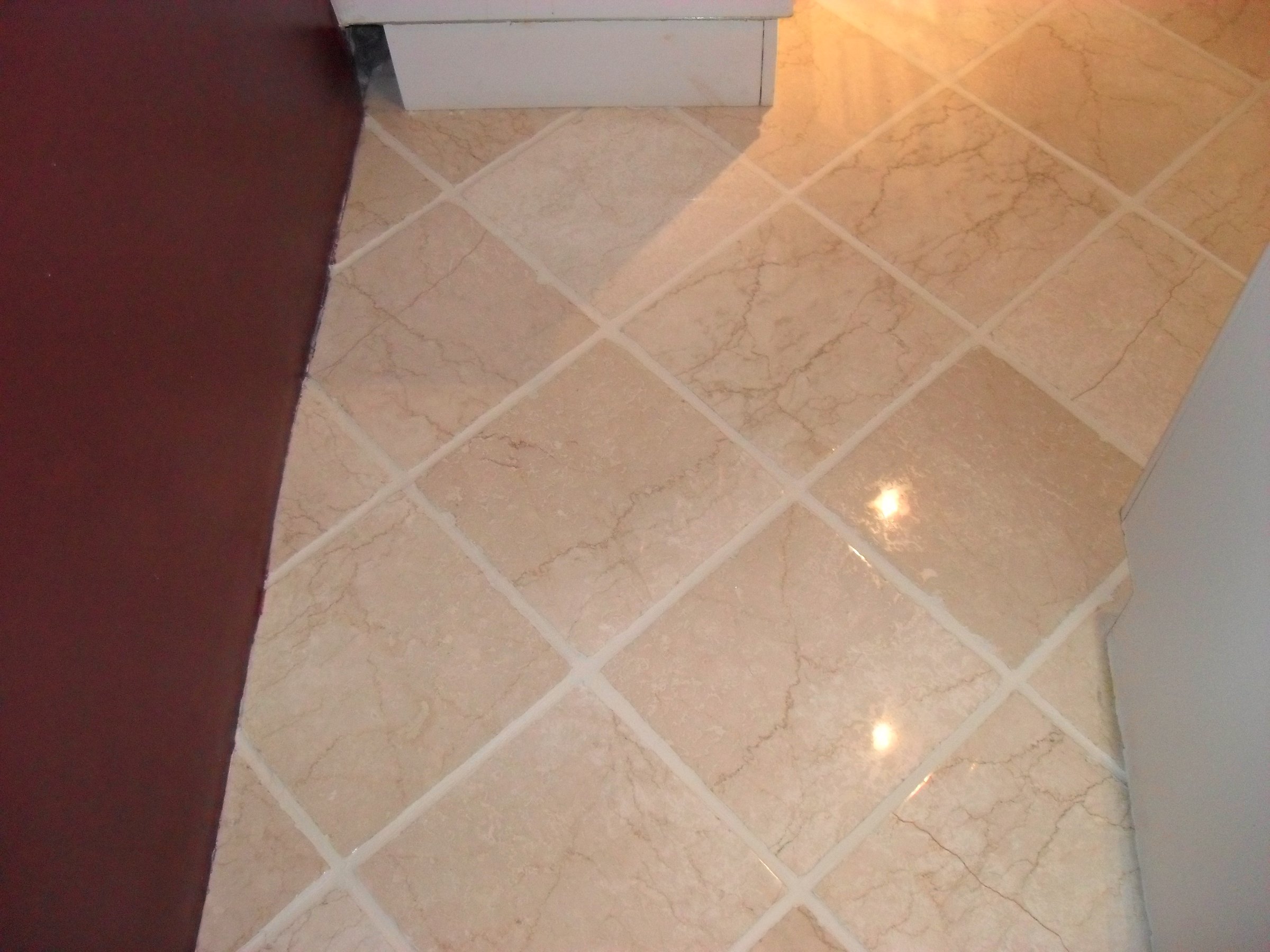 Tile floor after grout restoration