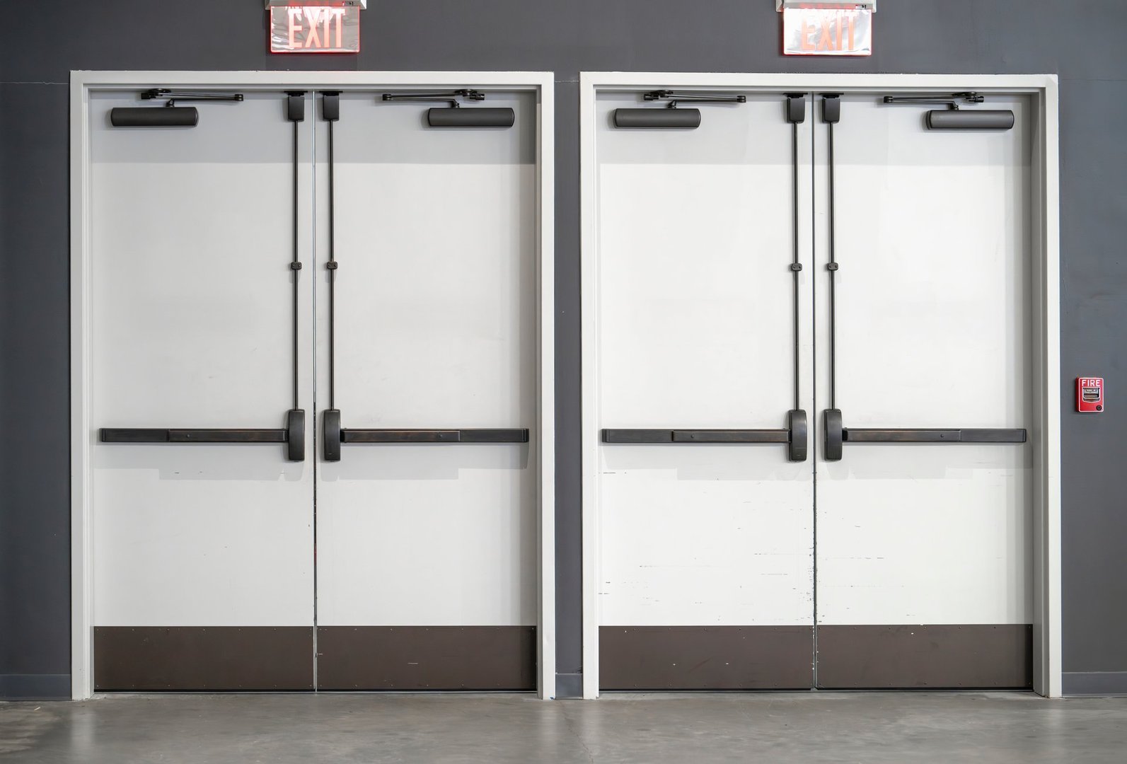 facade view of security lock door in office building