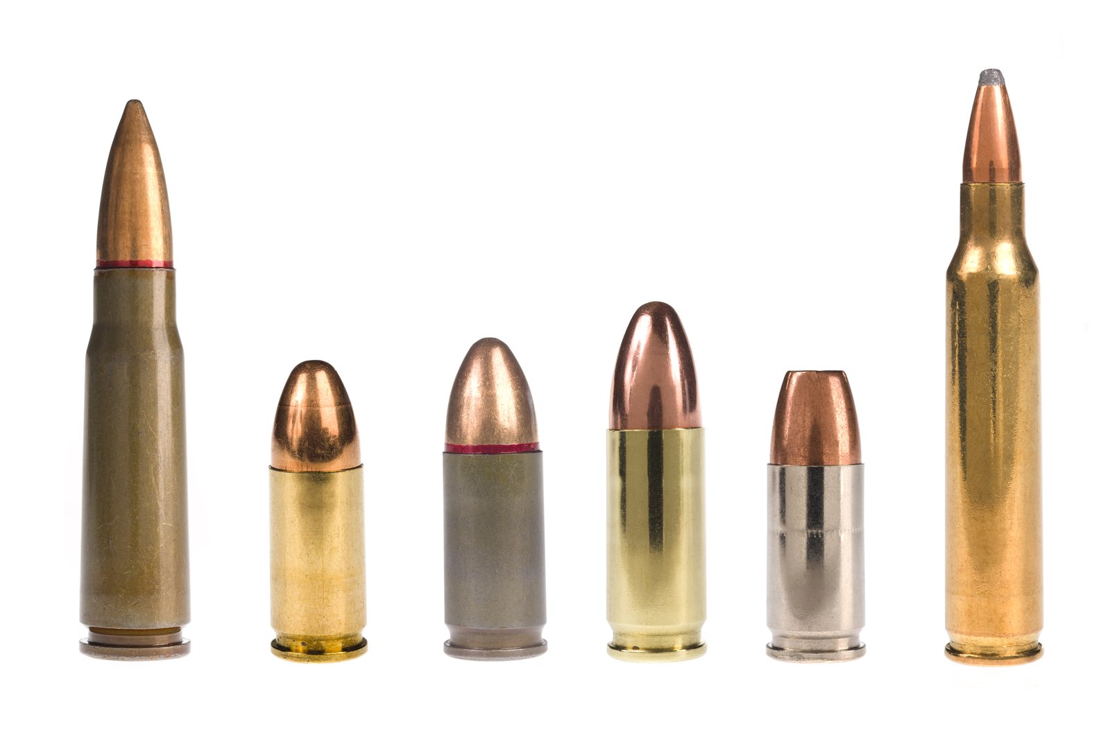 A selection of bullets isolated on white