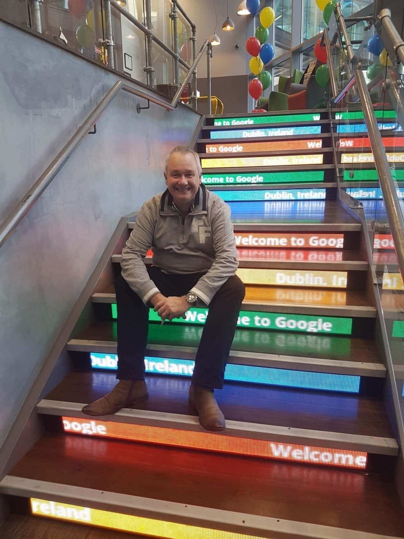 Phil Carrick outside Google HQ Dublin – local SEO expert helping UK trades and small businesses grow.
