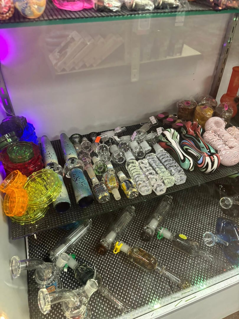 Colorful glass water pipes and bongs