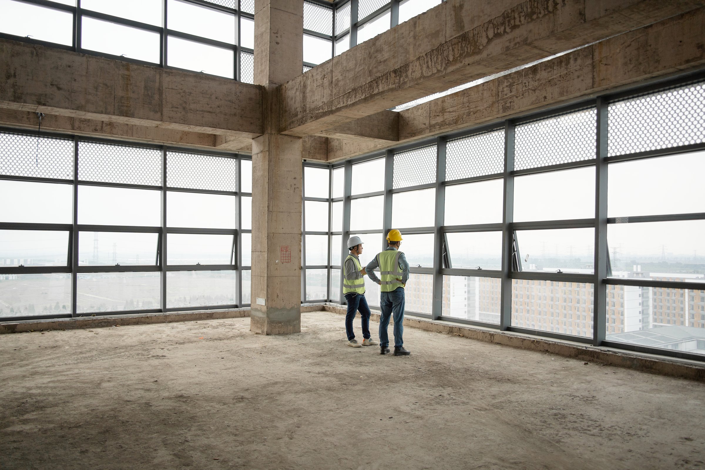 technician team working in empty office