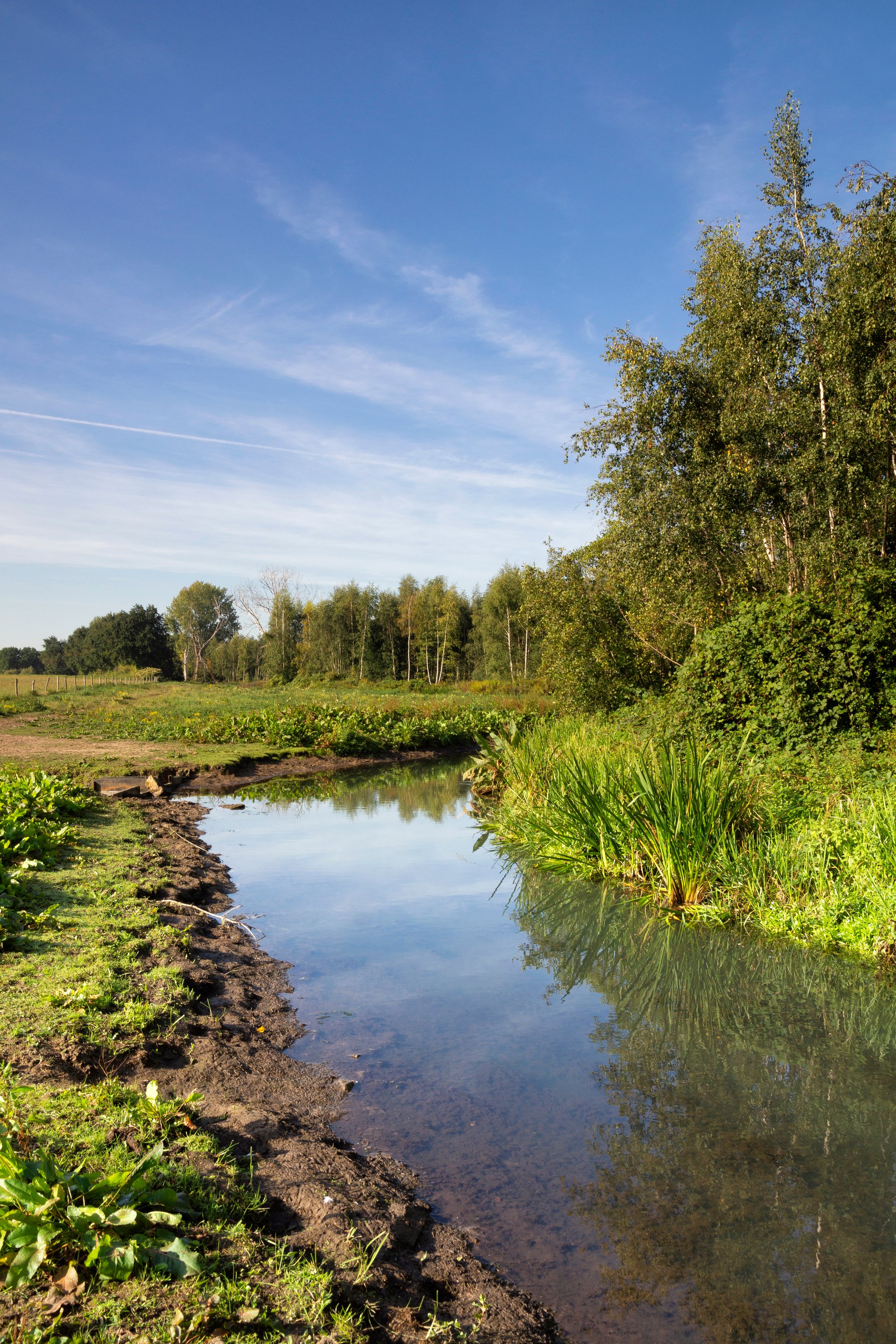 View over the Itterbeek river near the Dutch village Ittervoort in the province Limburg