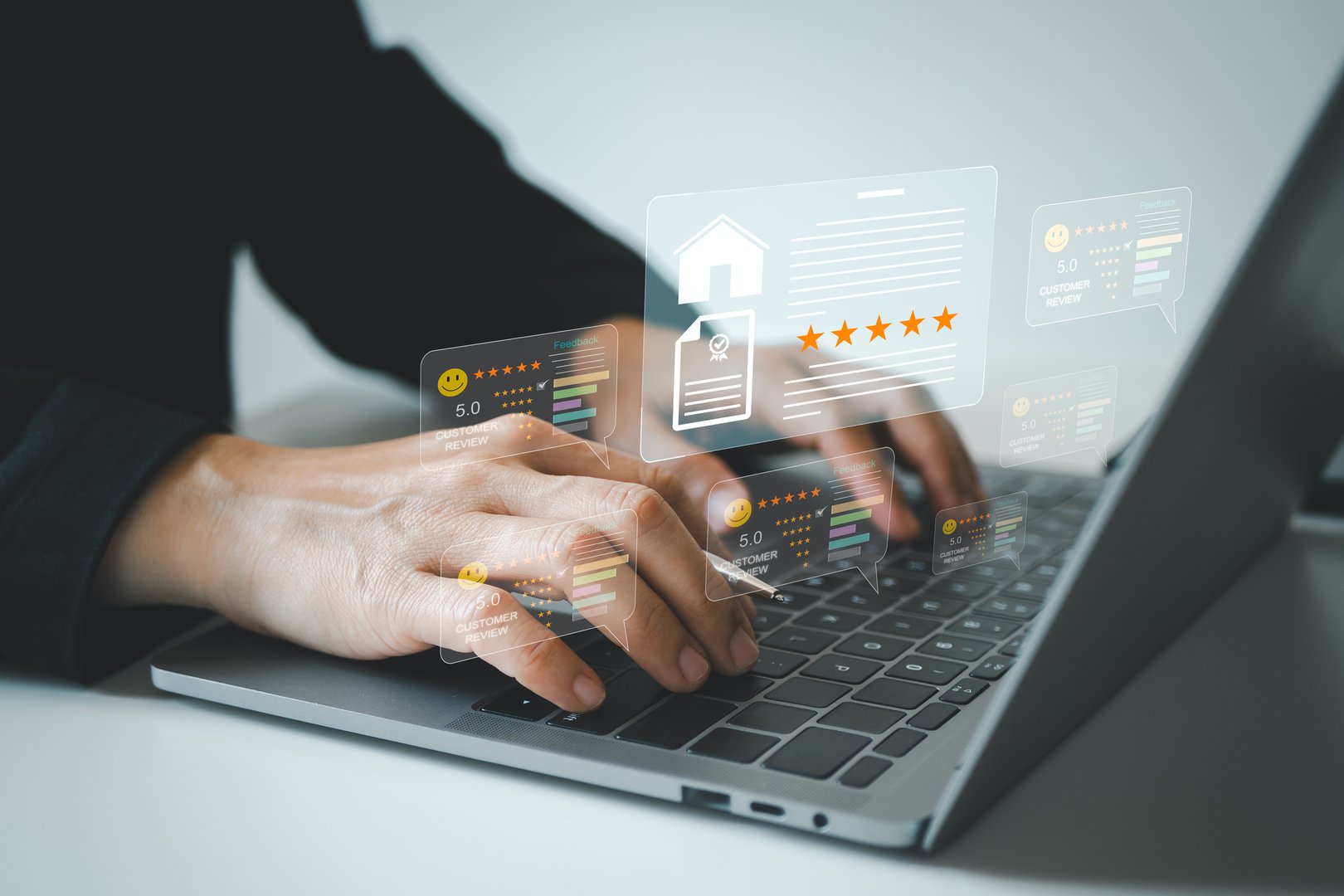 Customer review satisfaction concept