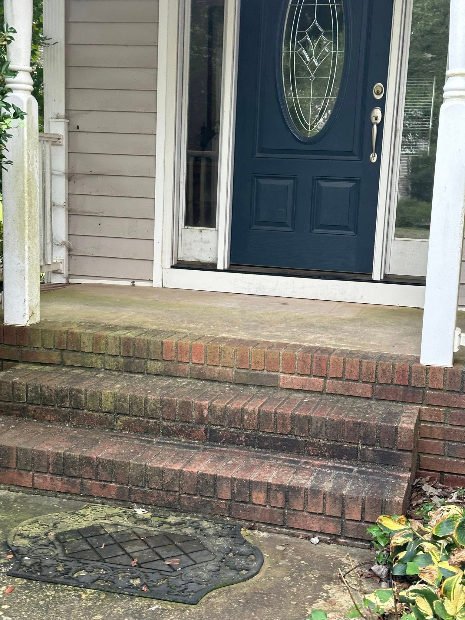Before pressure washing stairs