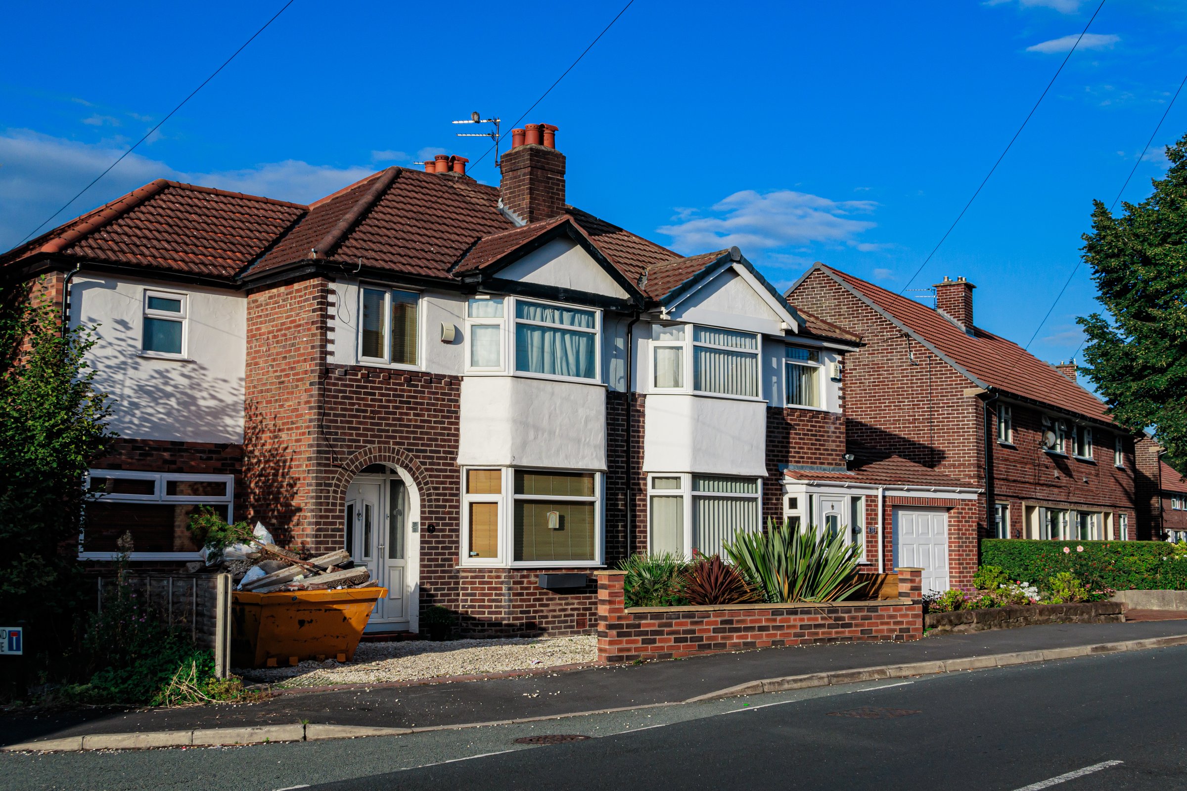 Manchester, United Kingdom - 24 August, 2020 : Semi detached houses in Manchester, United Kingdom