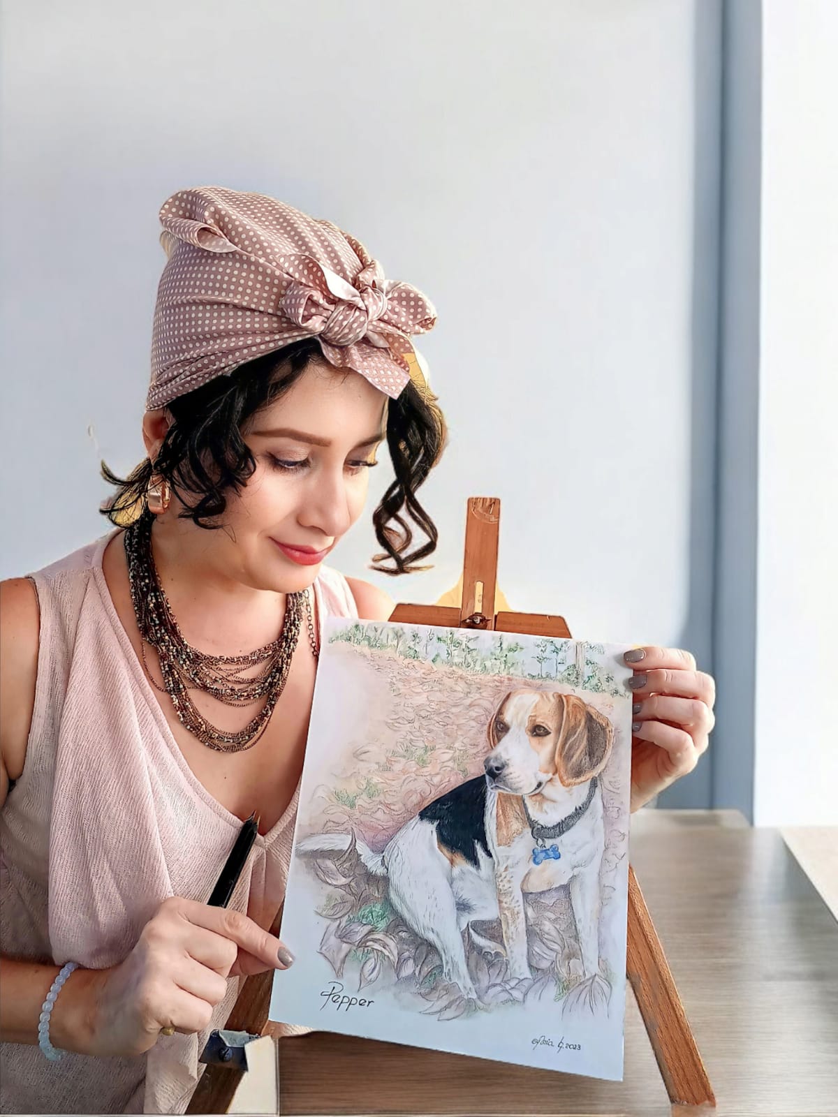 Ilustraciones pintadas a mano de perritos por Sylvia Cañizares