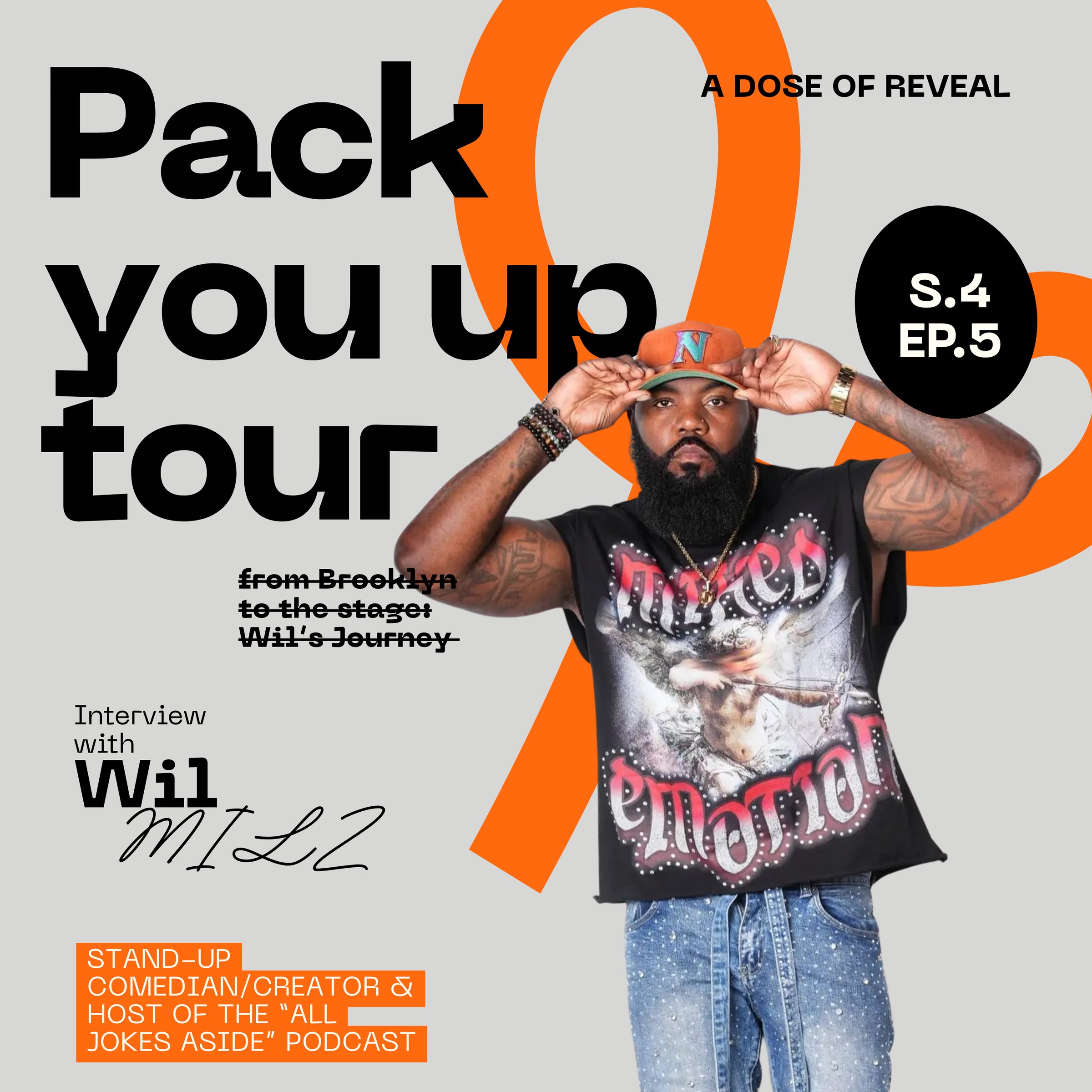 Orange Black and White Modern Podcast Cover