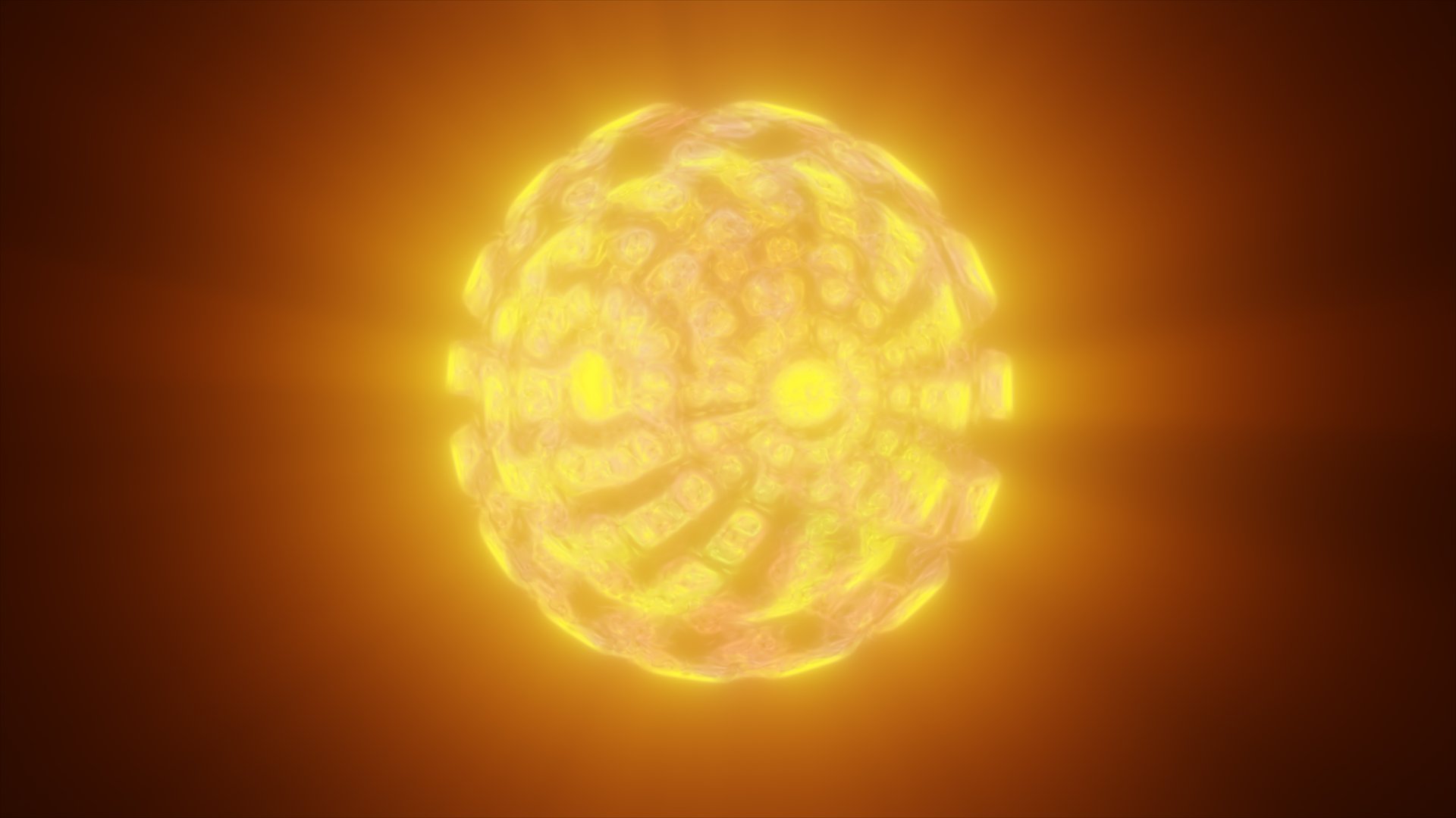 Bright yellow glowing orb resembling a radiating sun, with fluid texture and fiery brilliance.