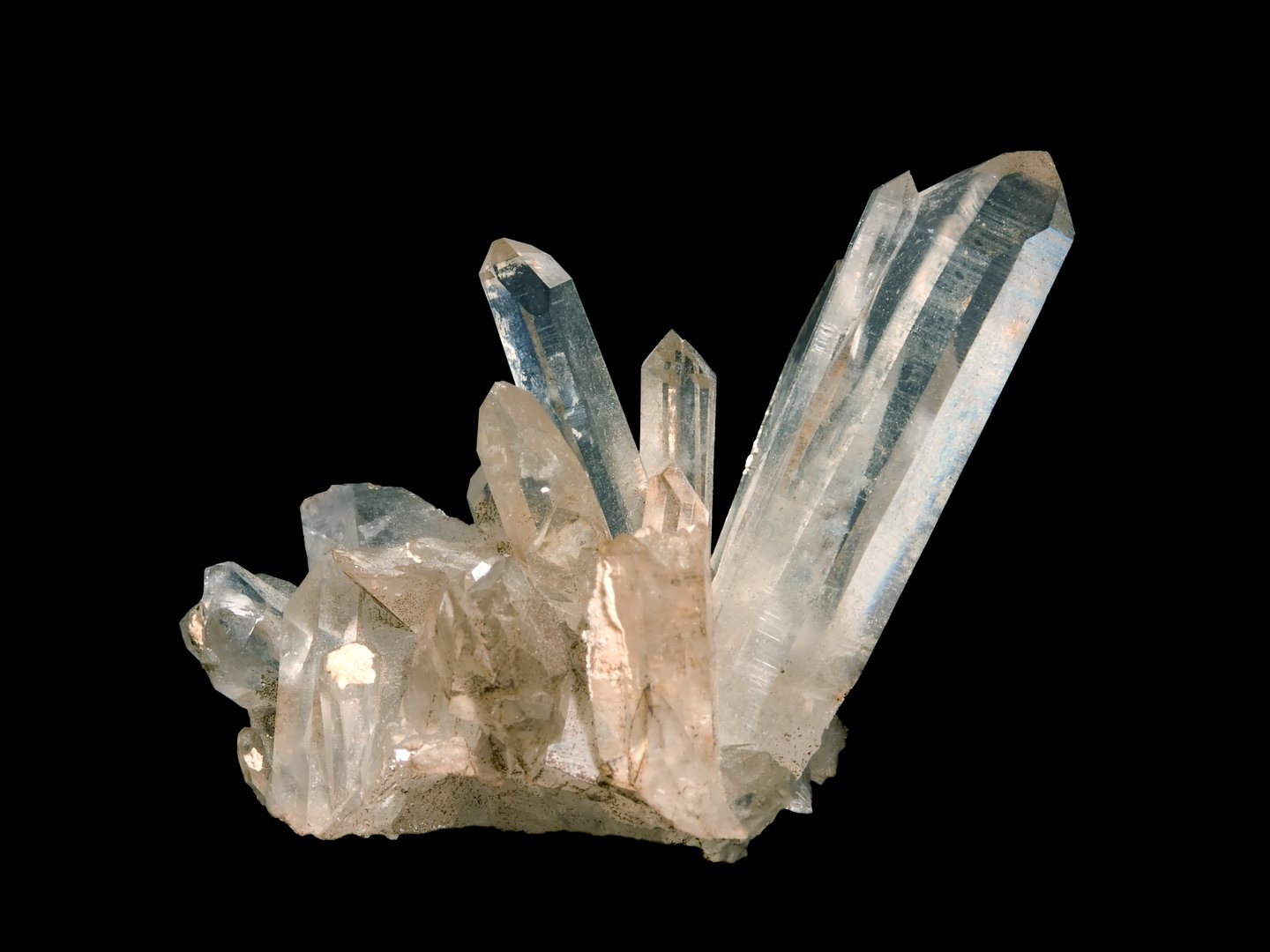 Rock crystal crystals isolated on a black background