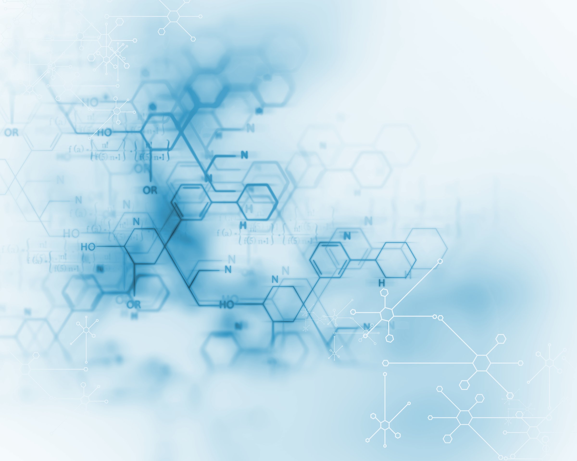 chemical science, medical substance and molecules background illustration