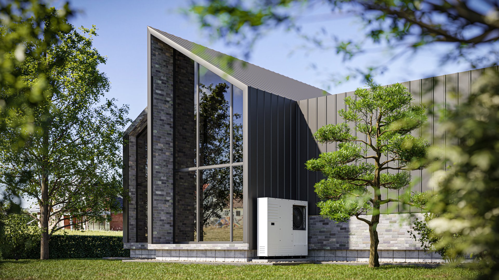 Beautiful clean windows on modern home exterior after professional cleaning service