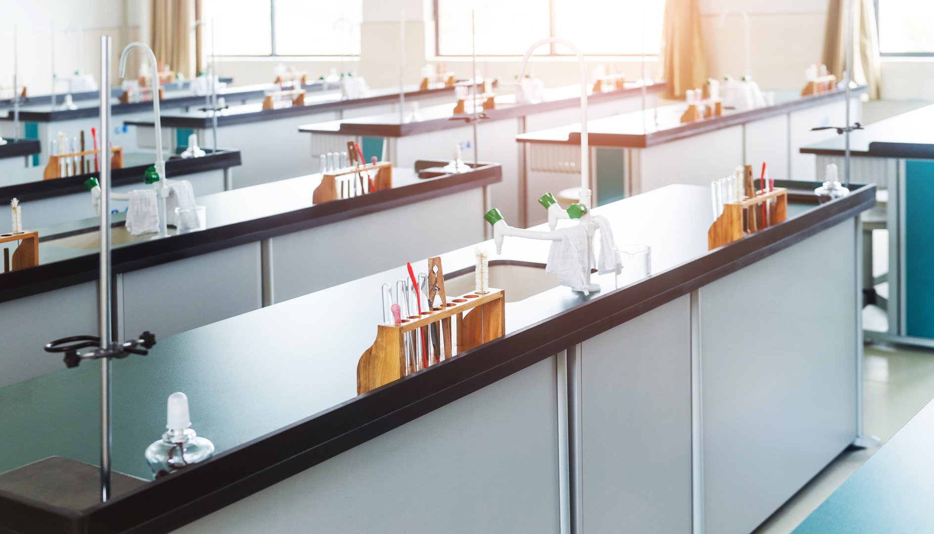 Empty chemistry laboratory of middle school in China.