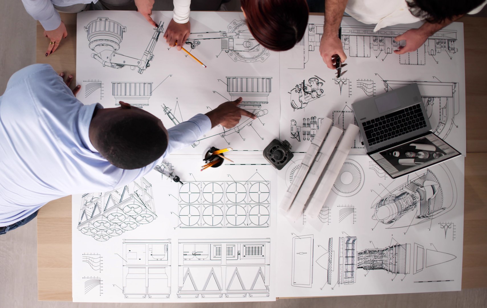 Mechanical Part Design Blueprint. Technical Document Paper