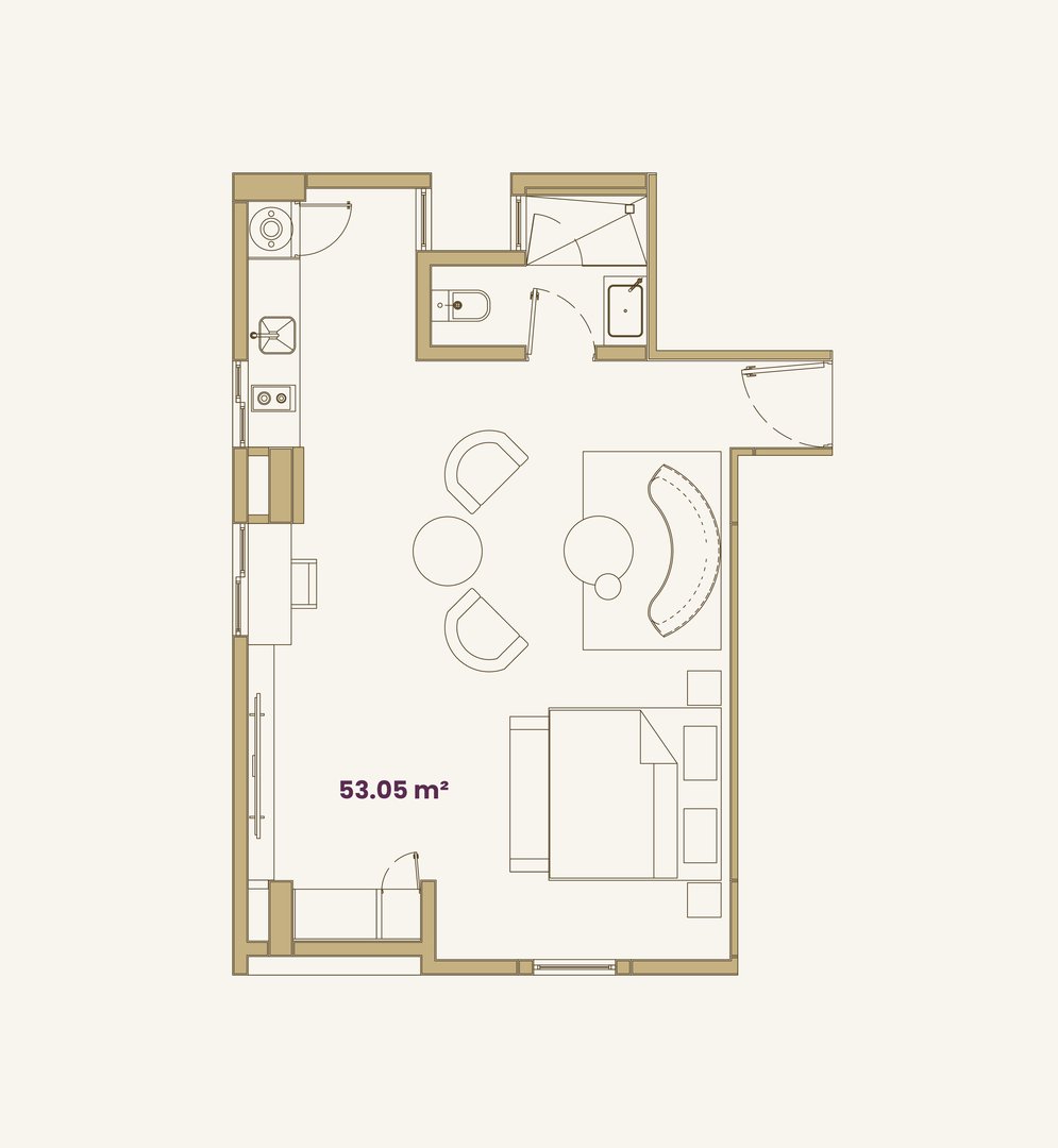 Plano arquitectónico Loft 5 y 6 - 53 m²