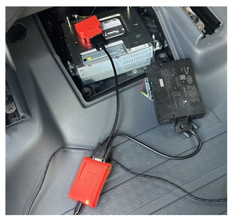 M1 F1 adapter cable connection diagram showing RFA connection with HW03-C cables