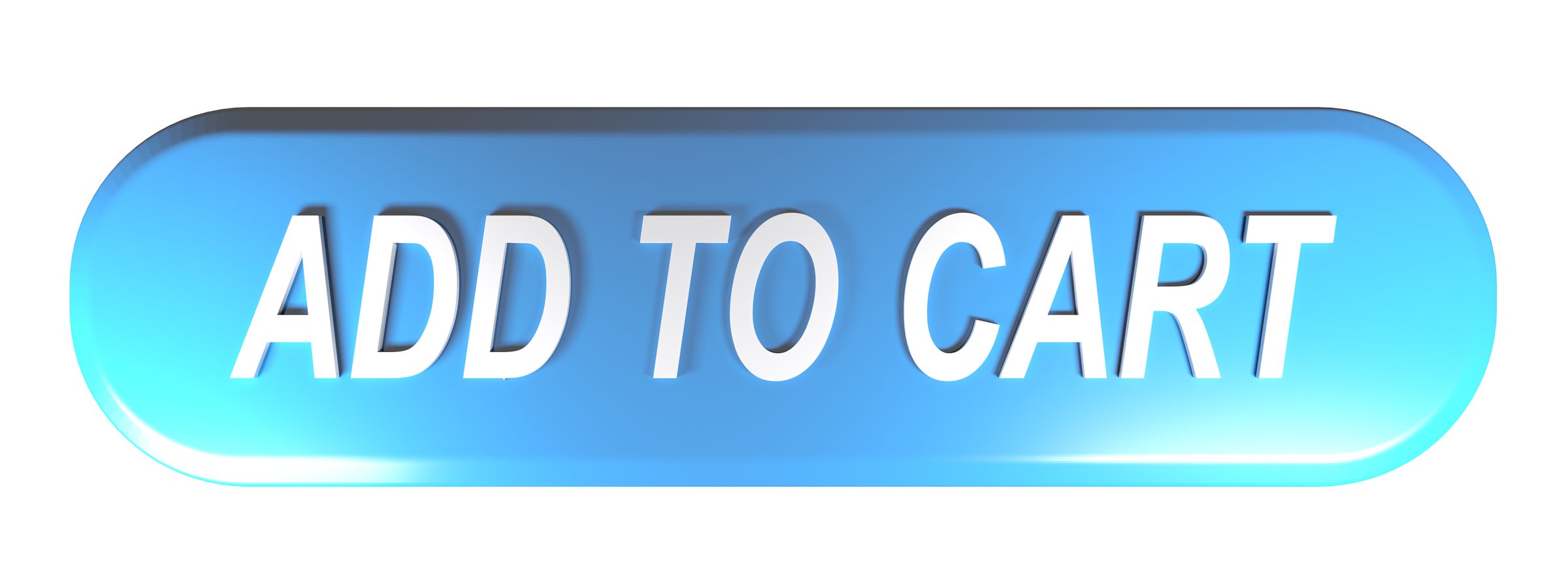 ADD TO CART rounded rectangle blue button - 3D rendering