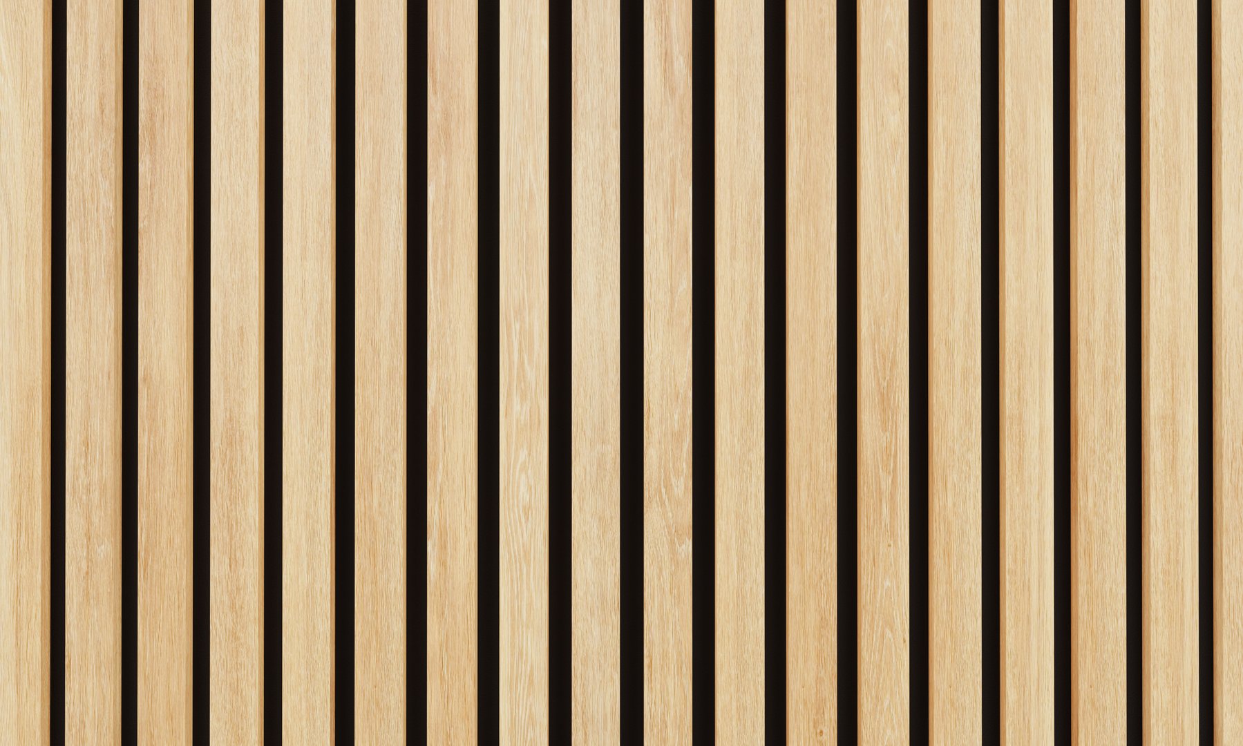 Close-up of light wooden slats with black gaps