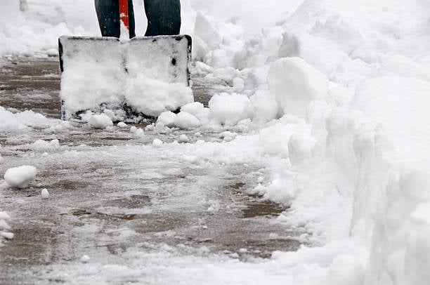Professional snow removal service clearing driveway and walkway