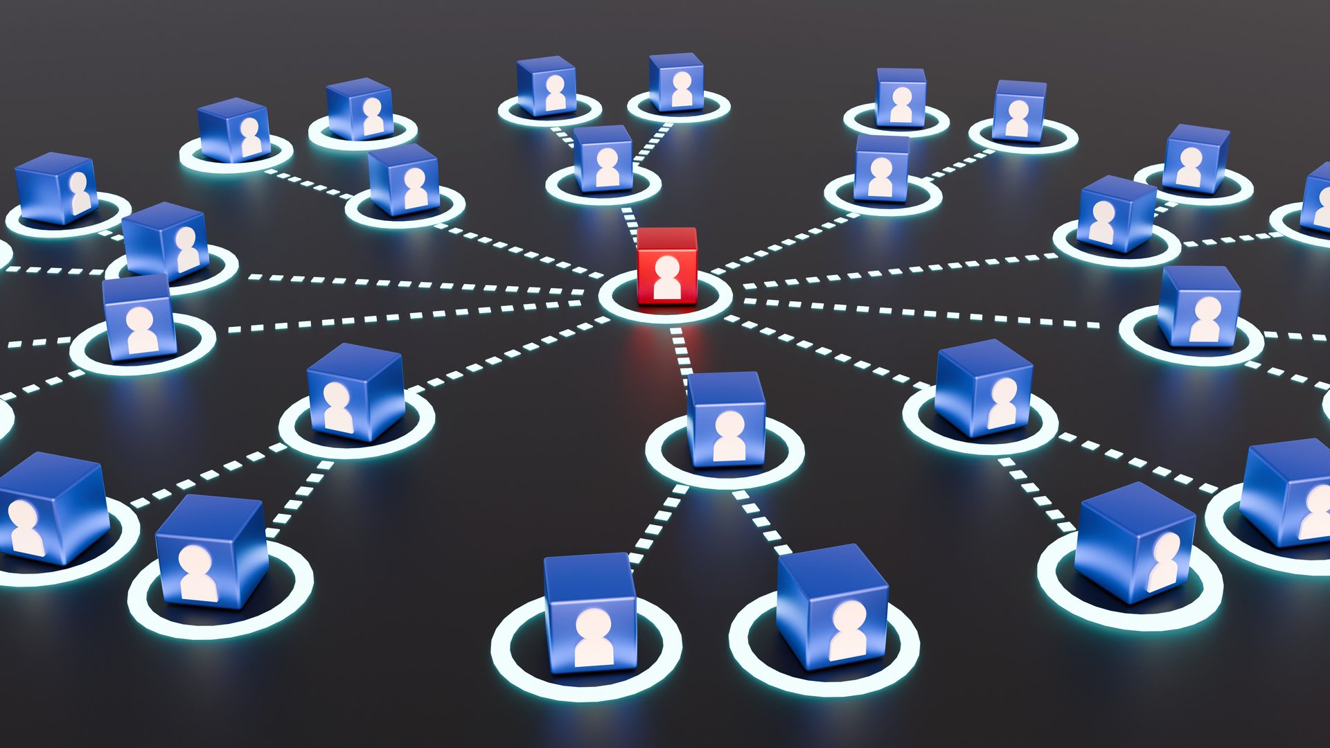 3d rendering of illustration of growing connecting people social network scheme, MLM Network Marketing Chart Structure