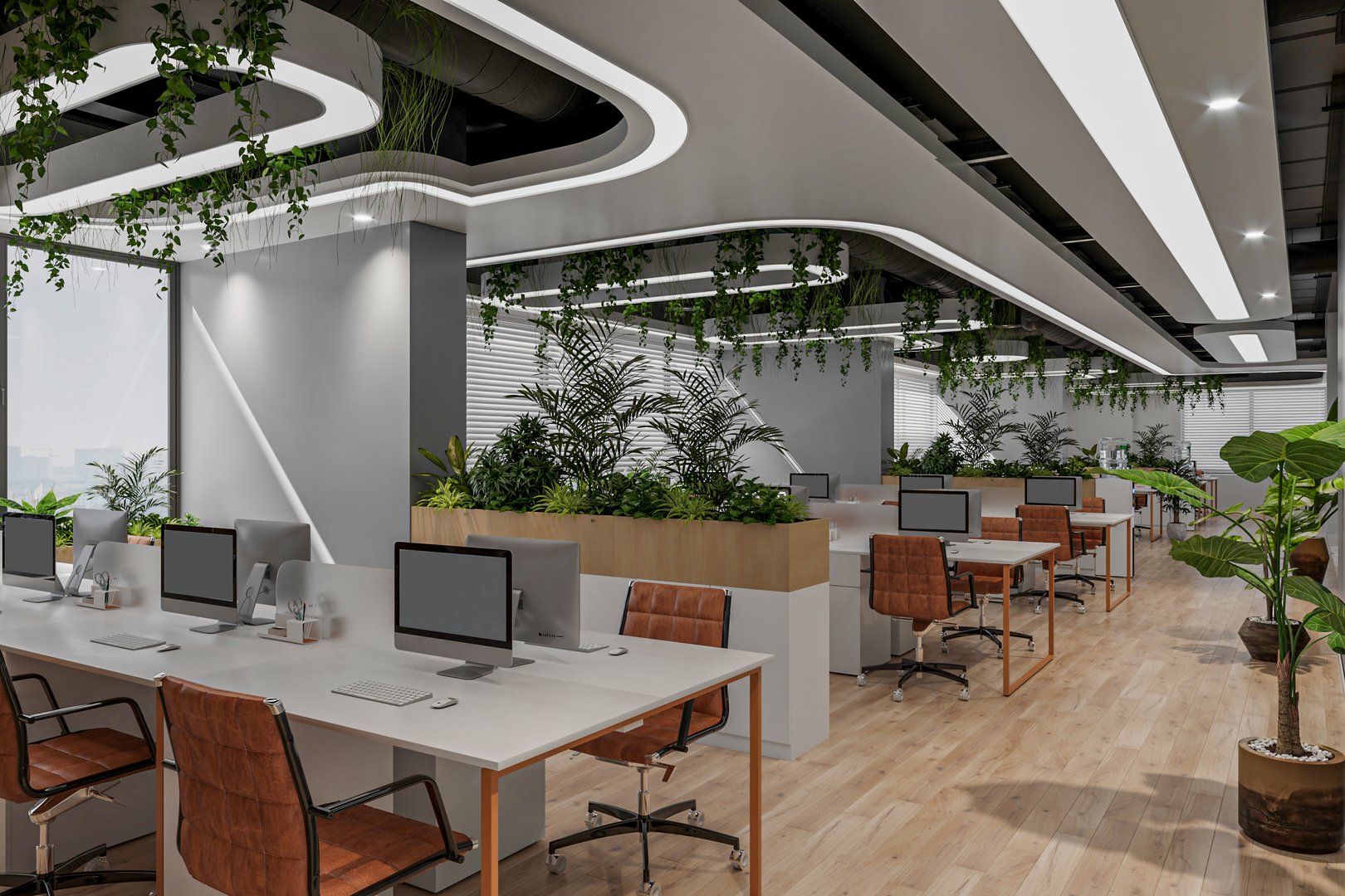 a modern office that invites you to work and creates a comfortable feeling