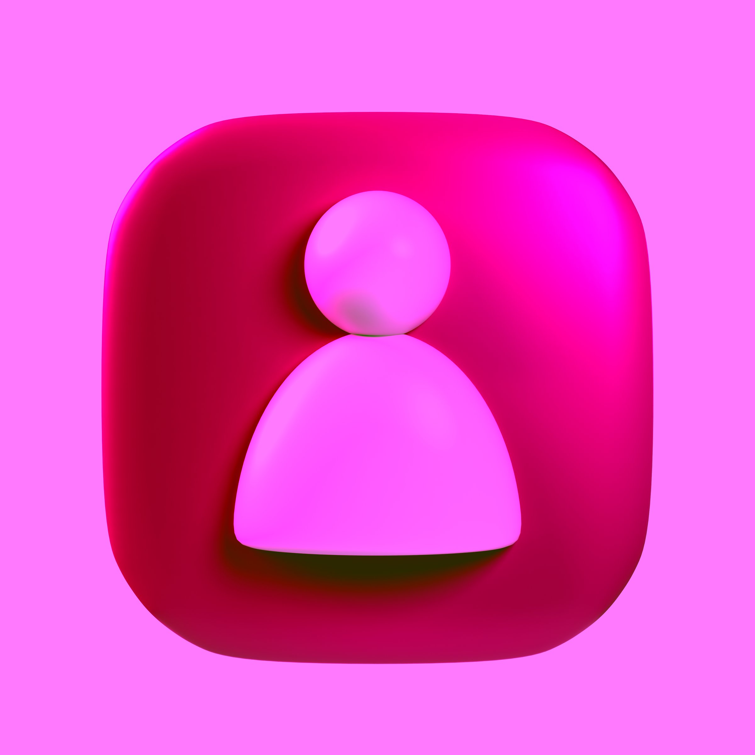 User icon Square shape 3D rendering illustration isolated on white background