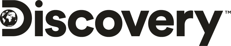 Logo of Discovery with stylized text and a globe integrated into the letter D.