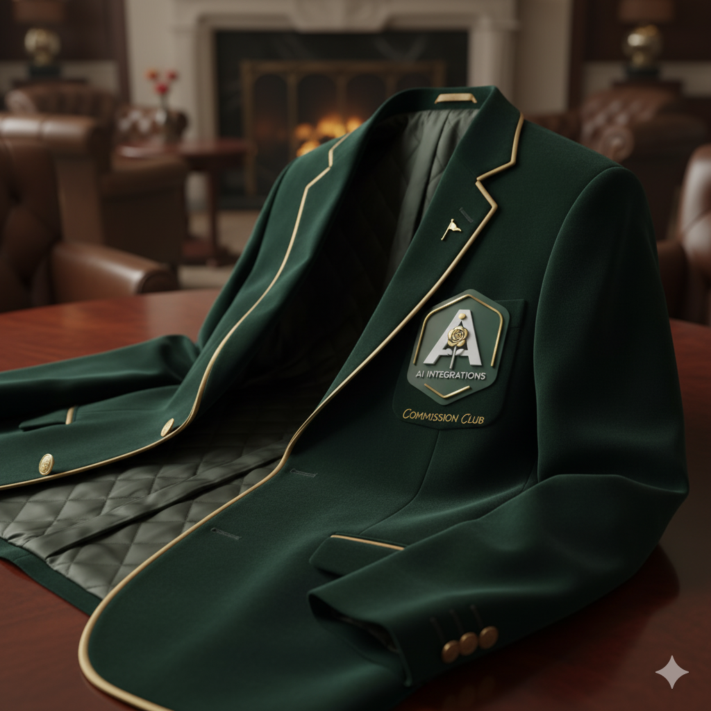 The exclusive green club jacket with AI Commission Club crest embroidery
