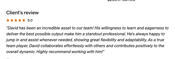 Client testimonial review