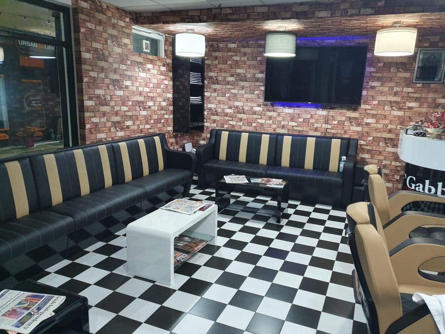 Commercial barber shop furniture installation by CS Contract Furniture