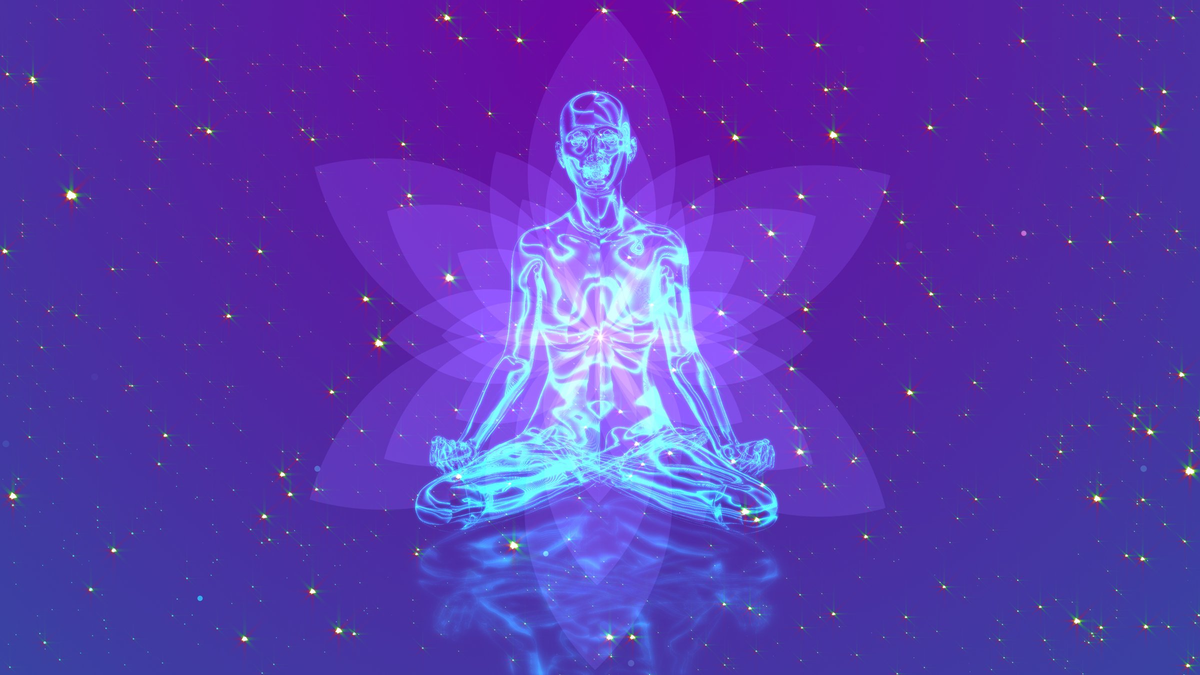 Meditation with floral and space background