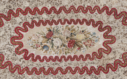 Elegant needlepoint and Aubusson rug with intricate handwoven floral patterns - professional delicate rug cleaning services