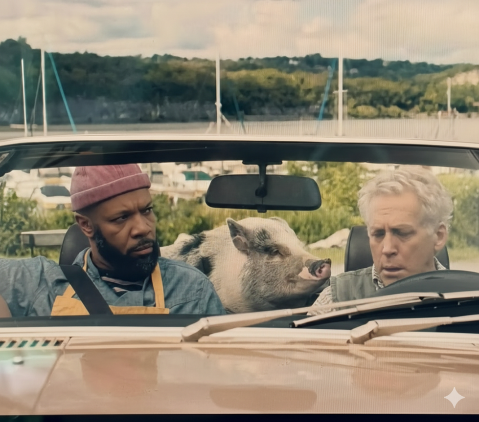 Media and corporate event with pigs