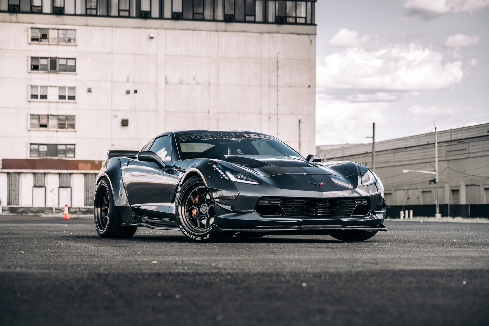 LA, CA, USA September 9, 2025 C7 Corvette parked outside showing the front of the car