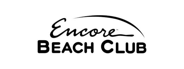 Logo of Encore Beach Club with stylized text and an arched line above "Encore."