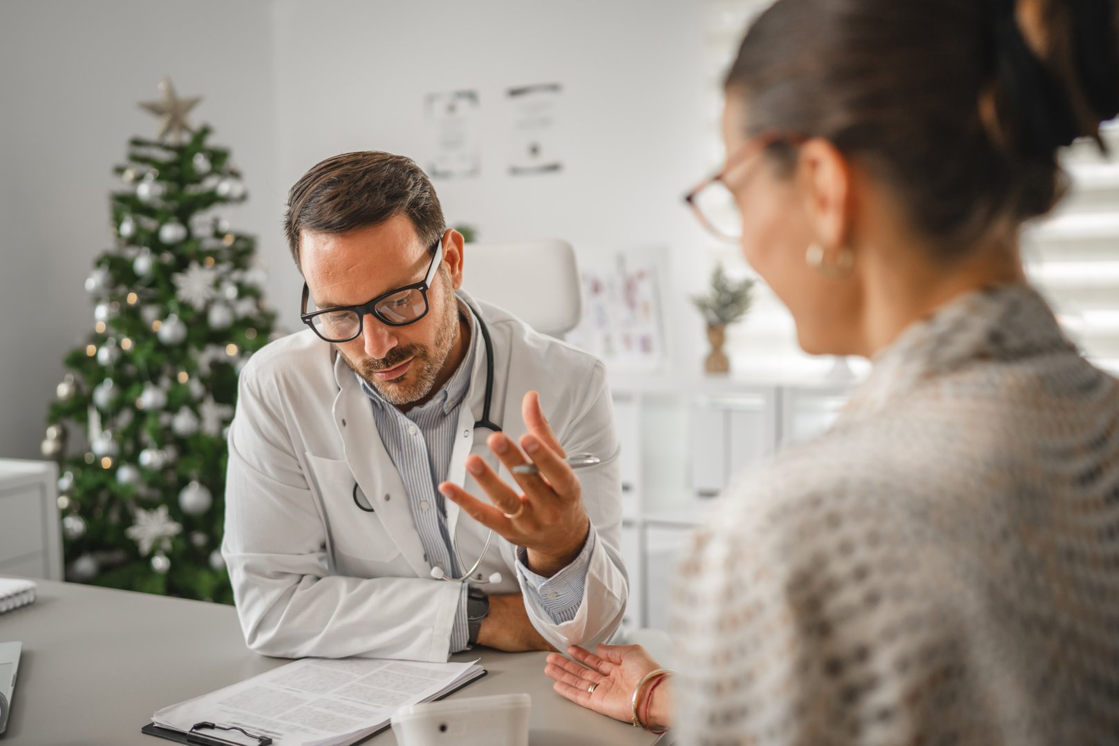 Doctor explaining health with audio report