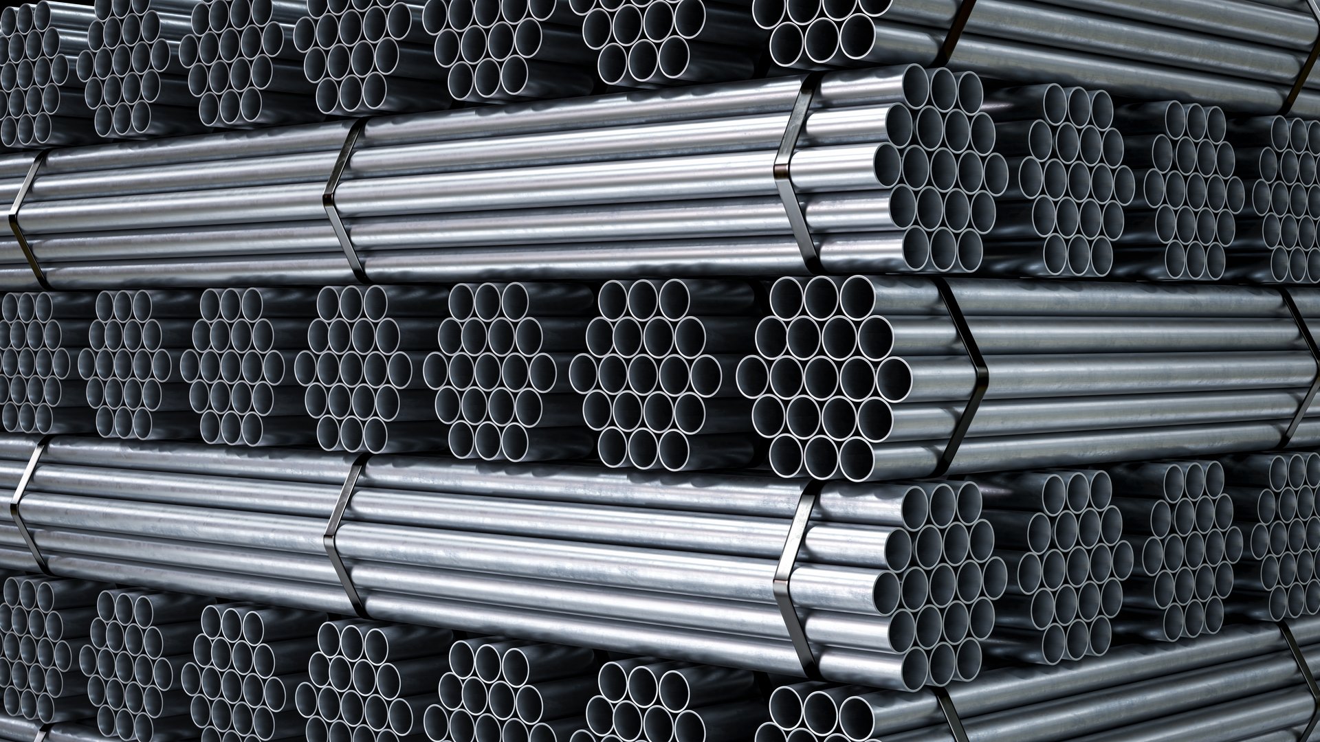 Steel Pipes bunches. 3d rendering