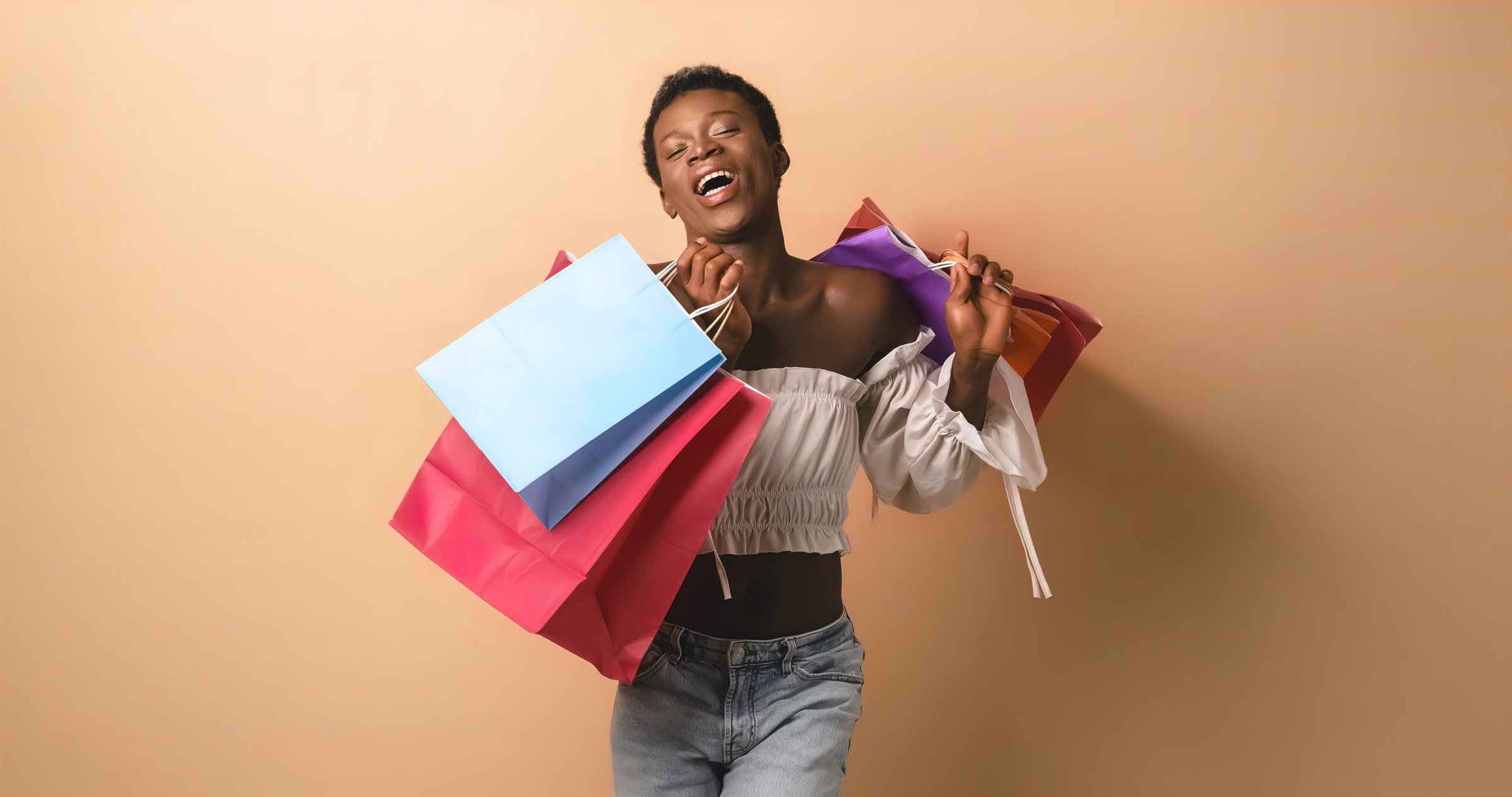 Excited African American transgender person