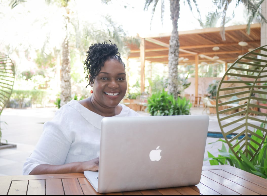 Paulette Kumar with her clients