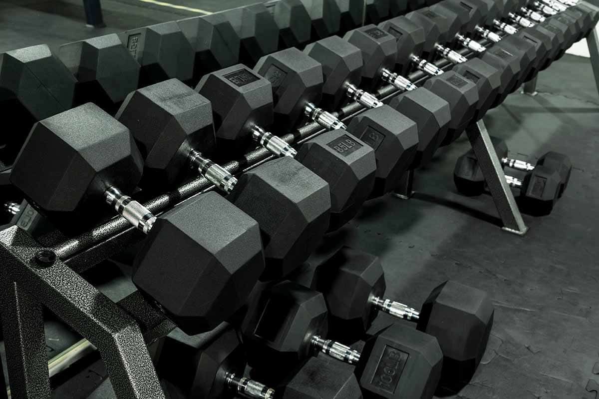 dumbbells in fall isolated on white,playing sports