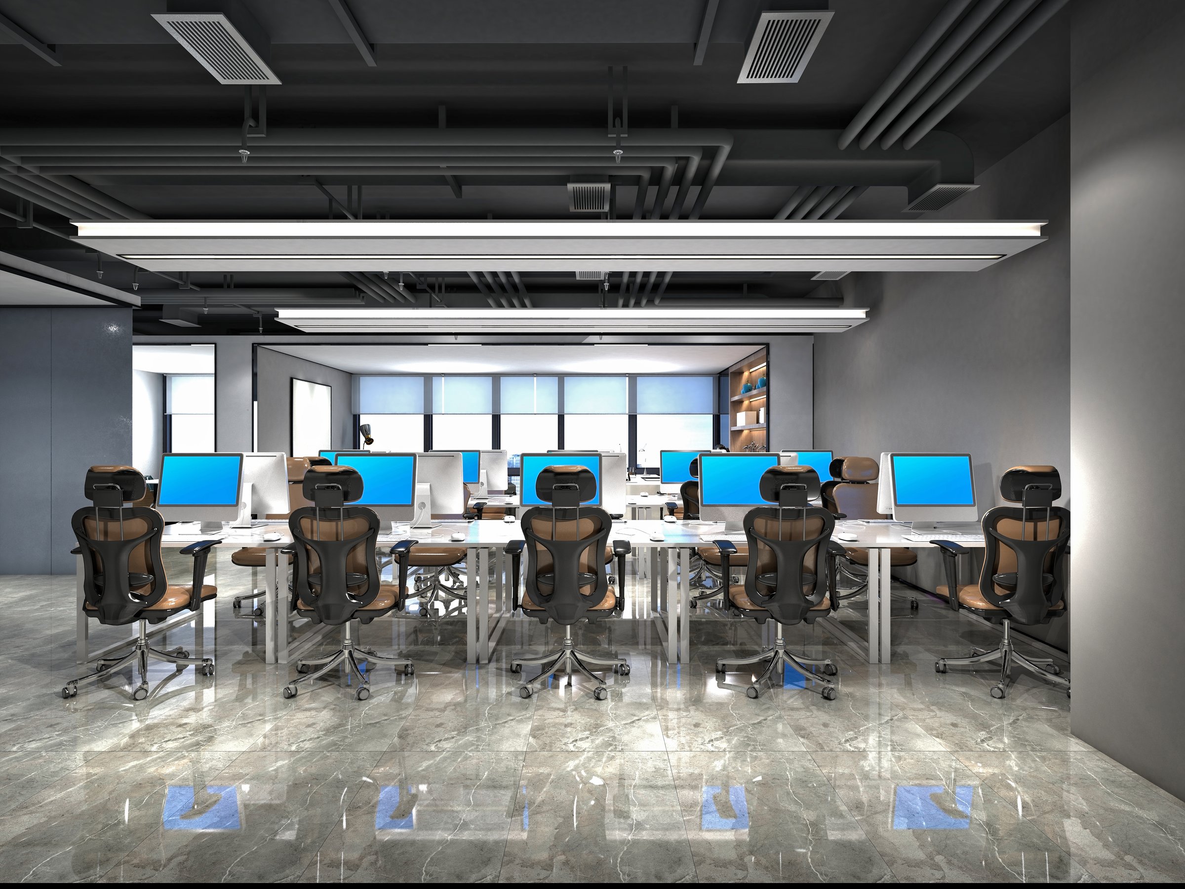 3d render of working space, office.