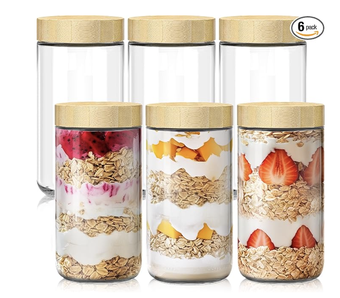 24oz Overnight Oats Glass Jars - 6 Pack