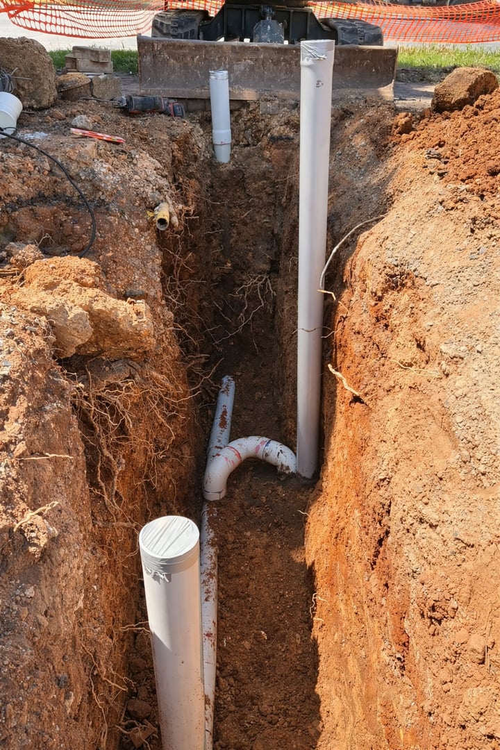 Commercial PVC pipe installation excavation trench Adelaide