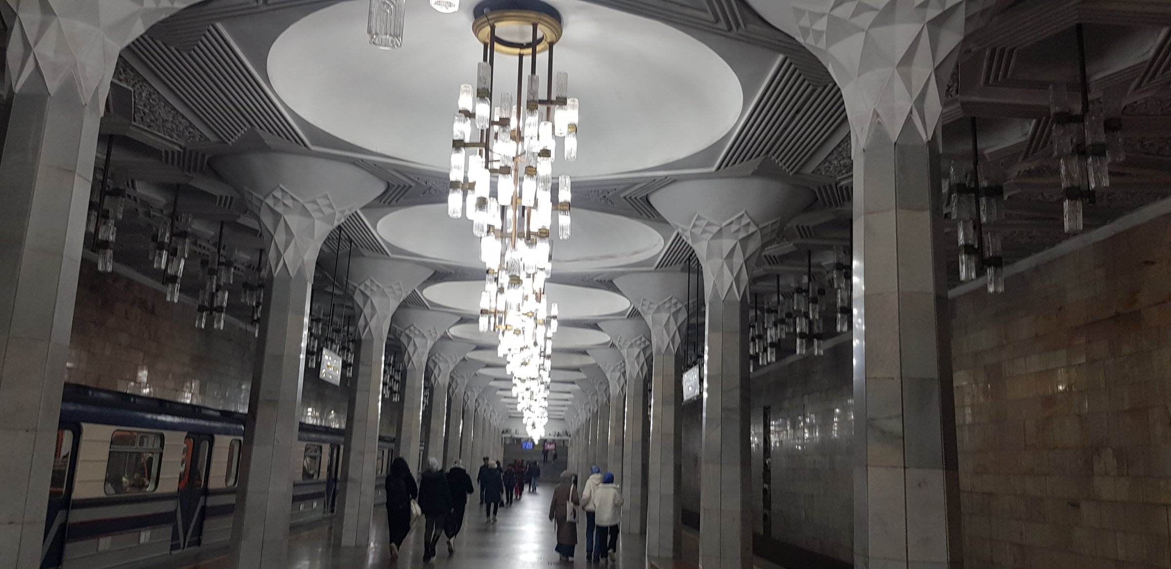 The opulent Metro Stations in Tashkent, Uzbekistan. They are seen as part of the city's tourist attractions.