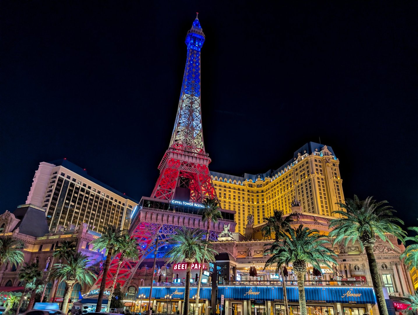 Las Vegas, Nevada - January 26, 2026: The Eiffel Tower replica at Paris Las Vegas casino hotel